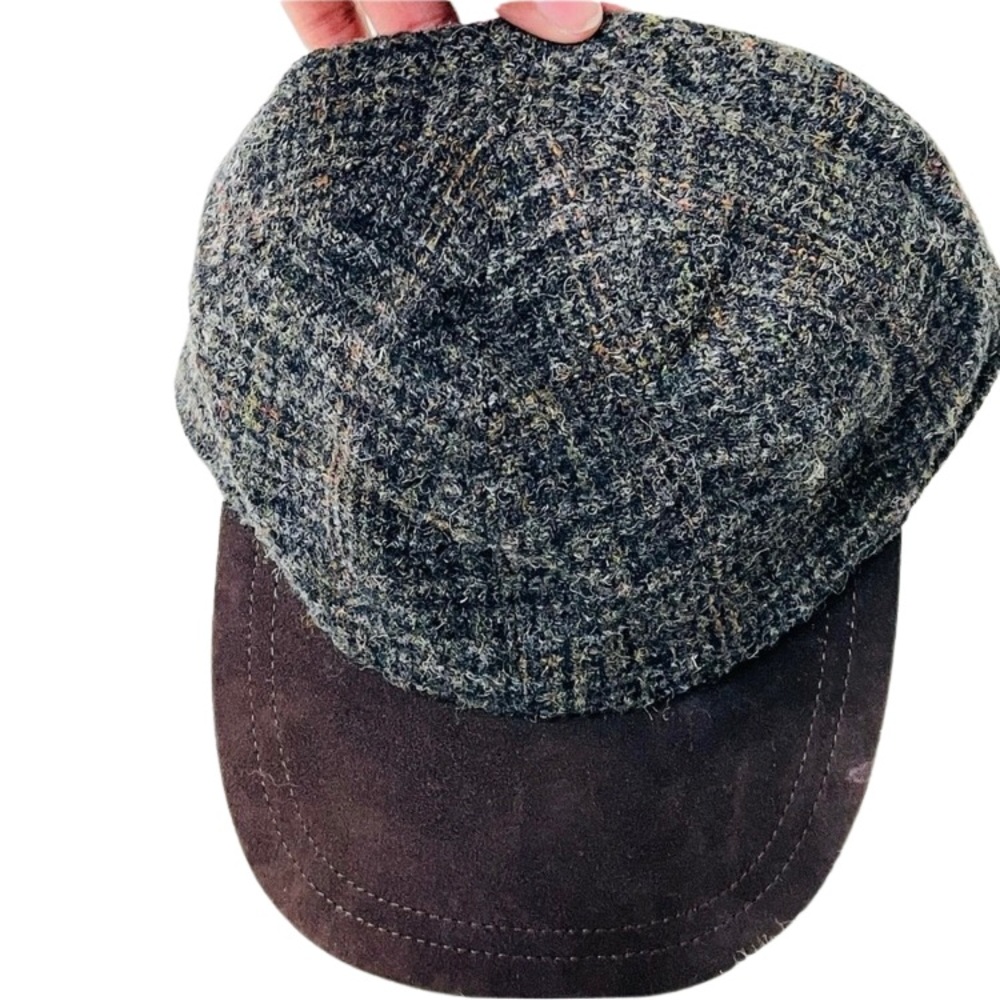 Brooks Brothers Mens Wool Made In Italy Plaid & Suede Brim Baseball Hat Cap Sz M